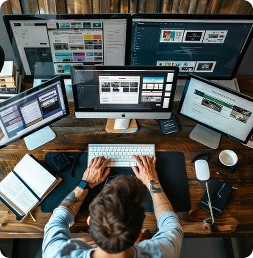 Estação de trabalho com design de sites.