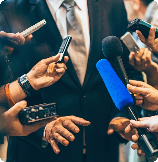 Microphones at a press conference
